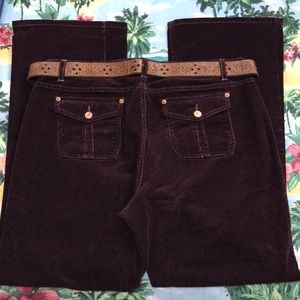 Cute Kikit Belted Flap Pocket Corduroy Jeans